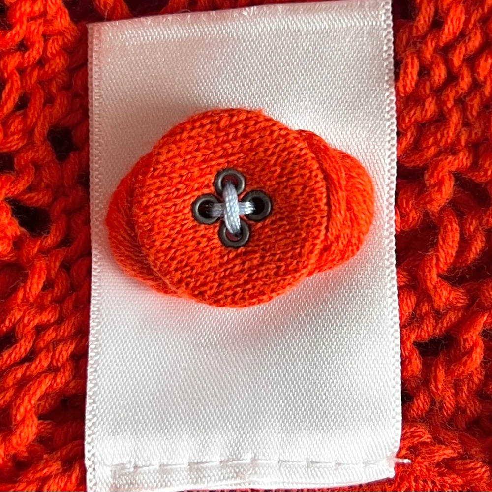 Knitted & Knotted Tethered Pointelle Cardigan in Orange - sz Small - Picture 14 of 14